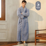 Autumn And Winter Thickened Cotton Velvet Nightgown Men's Winter Plus-sized Plus Size Light Luxury Couple Bathrobe Women's Extended Pajamas