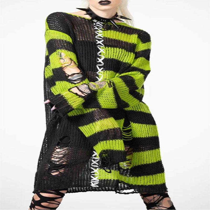 Halloween Ripped Long Sweater Women's Fashion Loose Sweater EX-STOCK