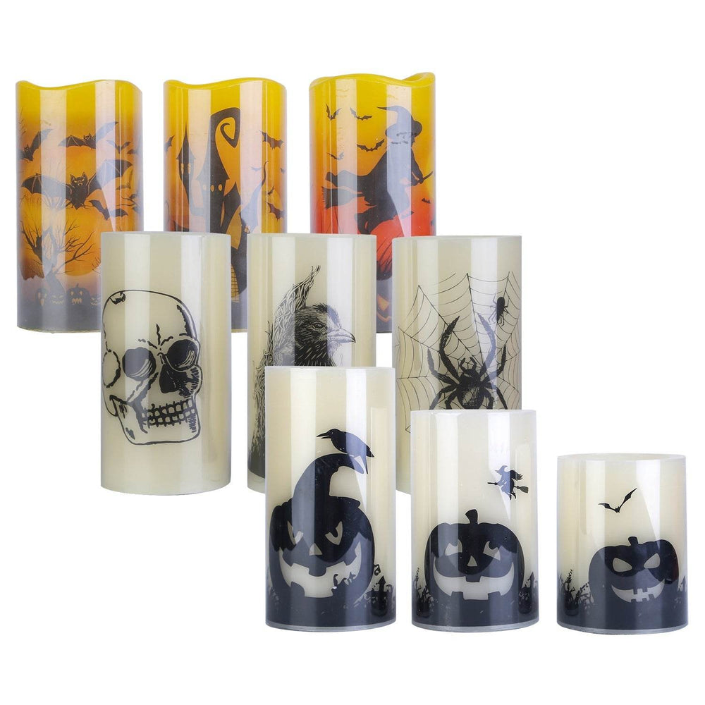 3 Pack Halloween Flameless Candle Lamp With Timer Setting Battery Operated Warm Orange Light Candles For Halloween Party Decoration - EX-STOCK Canada