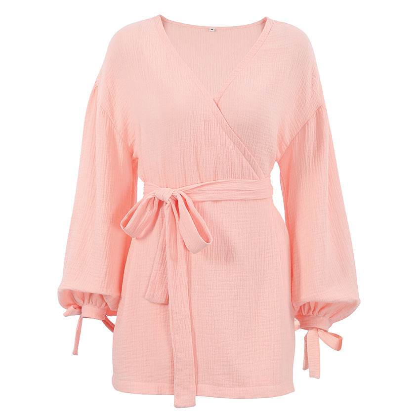 Long Sleeve Nightgown Loose-fitting Loungewear Pajamas For Women Double-layer Gauze Moisture-wicking Clothing - EX-STOCK Canada