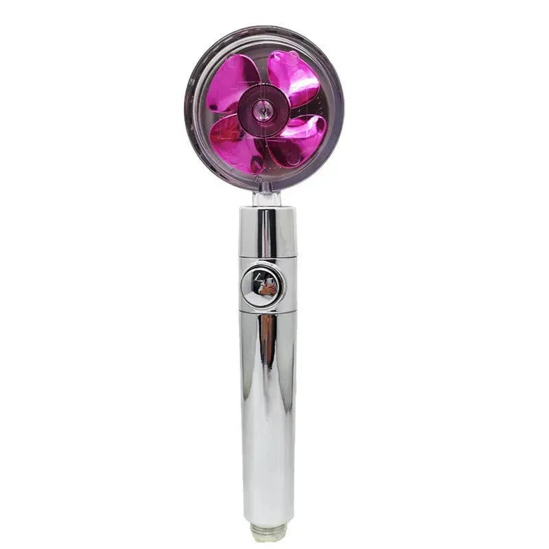 Propeller Driven Shower Head With Stop Button And Cotton Filter Turbocharged High Pressure Handheld Shower Nozzle - EX-STOCK CANADA
