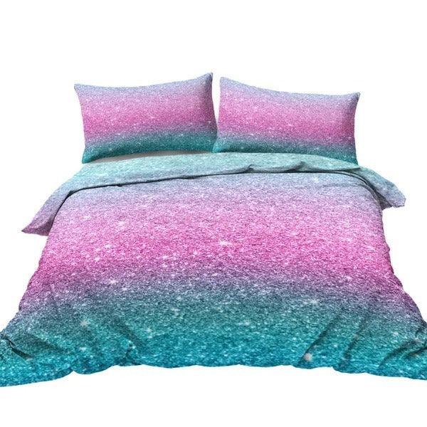 Colorful Glitter Bedding Girly Turquoise Blue Pink And Purple Pastel Colors Duvet Cover 3 Piece Trendy Bed Spreads Queen Size Comforter Cover Sets For Girls EX-STOCK Canada 