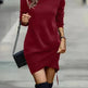 Long Sleeve Dress Solid Color High Neck Cross Short Cashmere Dress for Women - EX-STOCK CANADA