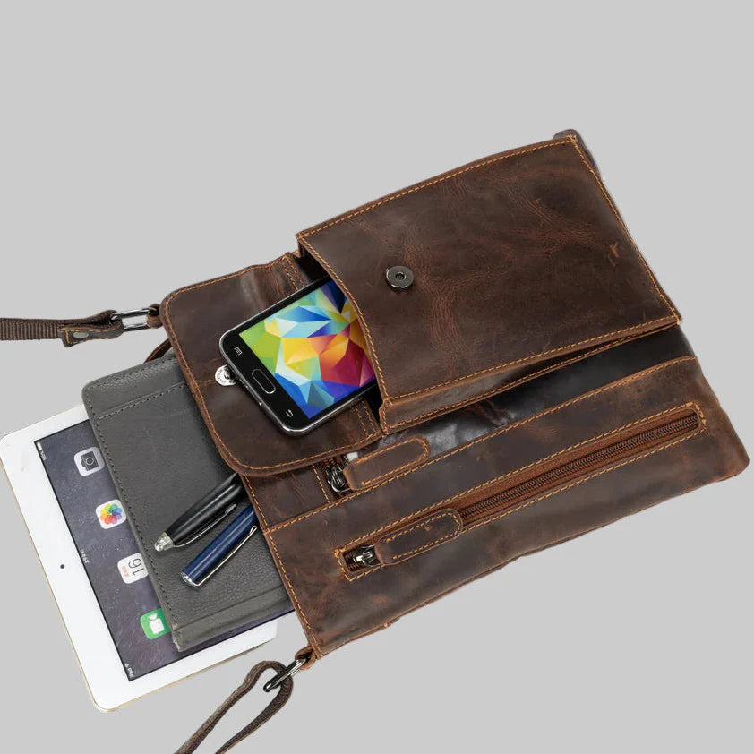 Greenwood Leather Cross Body Bag. Premium Full-Grain Leather Handbag with Multiple Pockets EX-STOCK Canada 