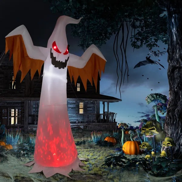 12ft 4pcs LED Lights Giant Scary Ghost Flames And Flashing Red Eyes Inflatable Halloween Decoration EX-STOCK