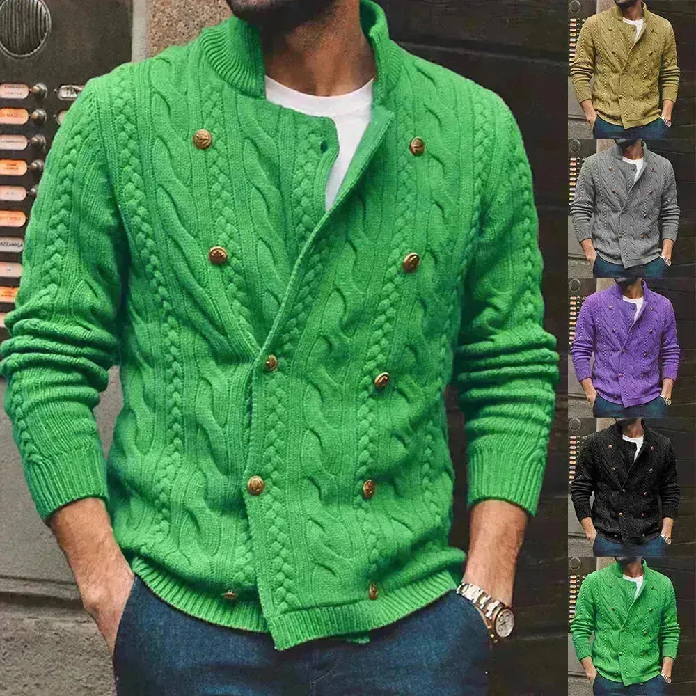 Herren reine Farbe halbe Kragen Doppelbrust gestrickter Pullovermantel