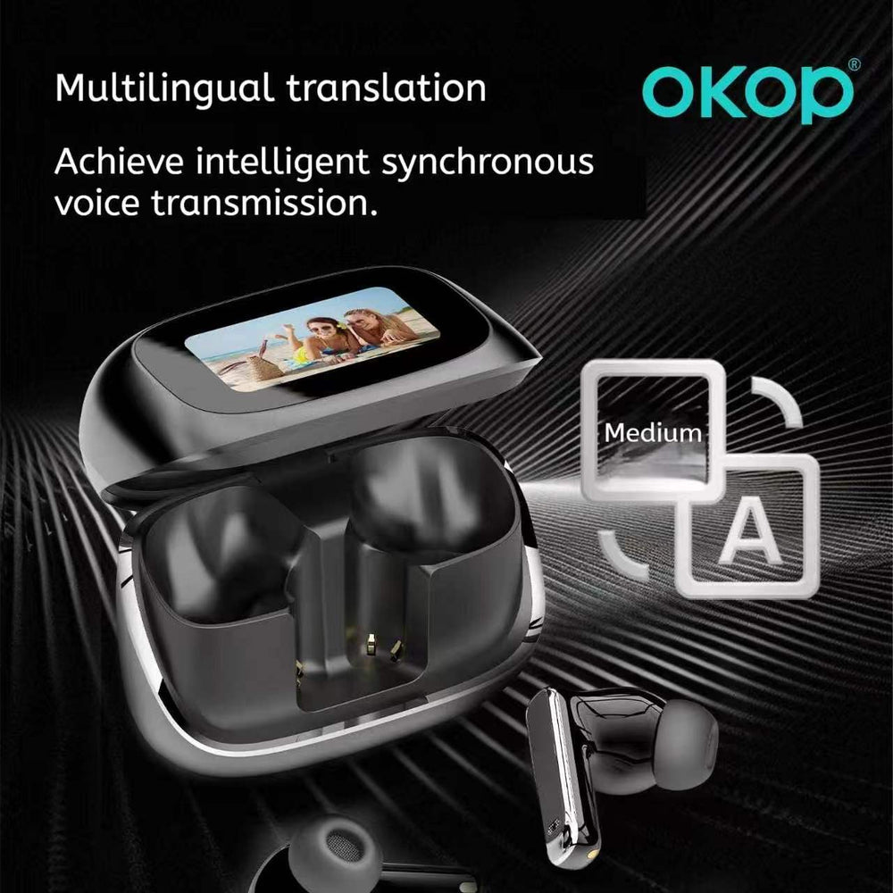 Écouteurs sans fil Bluetooth KP-219 avec boîtier à affichage numérique – Réduction de bruit ENC, traduction IA (Noir, Or, Violet)