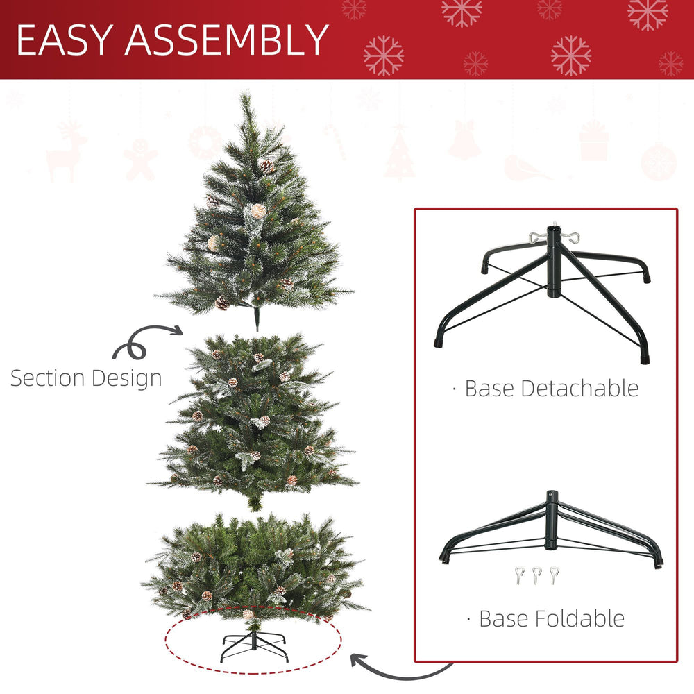 HOMCM 7FT Artificial Christmas Snow Pine Tree Holiday Home Xmas Decoration With Automatic Open, Pinecone, Green EX-STOCK Canada 