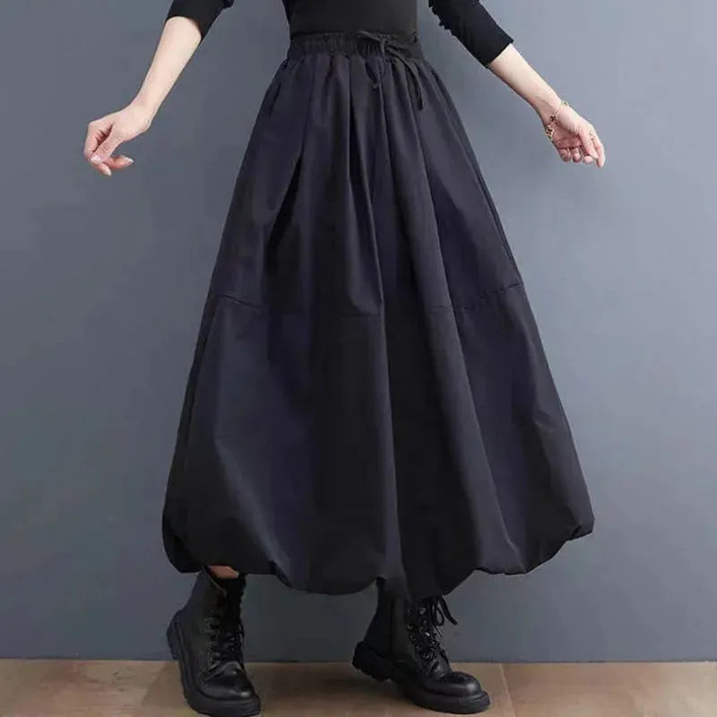 Fashion Personality New Solid Pocket Prairie Midi maxi Skirt Women - EX-STOCK CANADA