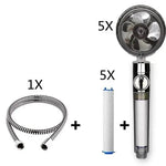 Propeller Driven Shower Head With Stop Button And Cotton Filter Turbocharged High Pressure Handheld Shower Nozzle - EX-STOCK CANADA