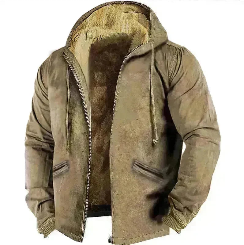 Winter Thick Fleece-lined Cotton-padded Coat Drawstring Jacket Cardigan for Men - EX-STOCK CANADA