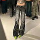 Printed Worn Baggy Jeans Pant Slimming Washed Women - EX-STOCK CANADA