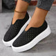 Fashion Hollow Flats Shoes Casual Versatile Thick Sole Slip-on Shallow Sneakers Shoes For Women - EX-STOCK CANADA