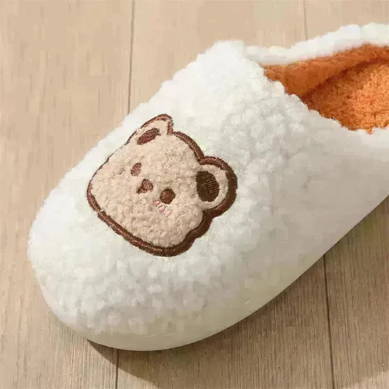 Cute Cartoon Bear Slippers For Couples Winter Warm Non-slip Floor Bedroom Slipper Home Men And Women House Shoes - EX-STOCK CANADA