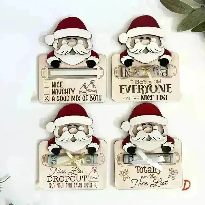 Wooden Cute Santa Claus Cash And Gifts Card Clamp Creative Christmas Decoration Ornaments - EX-STOCK CANADA
