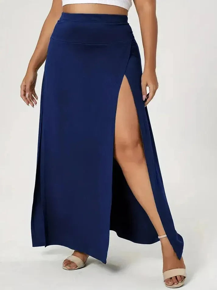 Women's High Waist Slit Solid Color Side Slit Maxi Skirt - EX-STOCK CANADA