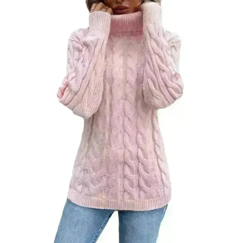 Women's Cable-knit Turtleneck Sweater - EX-STOCK CANADA