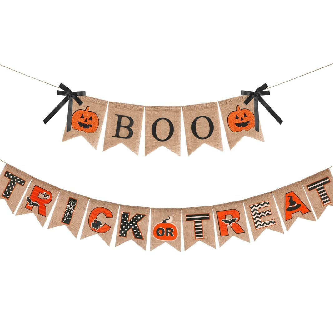 Halloween Burlap Banner Halloween Party Mantel Wall Hanging Supplies For Home Farmhouse Patio-Selling On Amazon Is Prohibited EX-STOCK