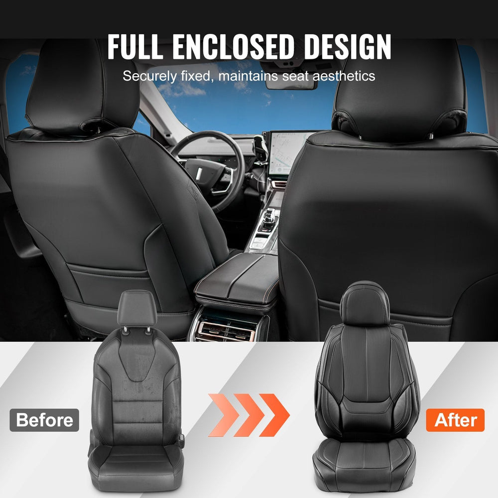 Seat Covers, Universal Car Seat Covers Full Set Seats, Front And Rear Seat, 13pcs Faux Leather Seat Cover, Full Enclosed Design, Detachable Headrest And Airbag Compatible, For Most Car SUV Truck EX-STOCK