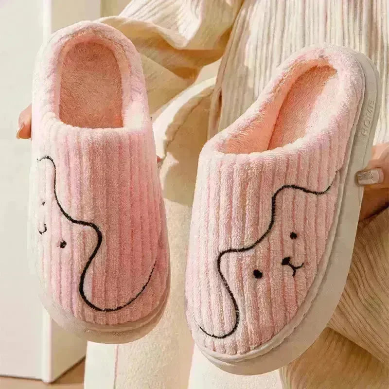 Striped Cat Slippers Indoor Couple Non-slip Floor Bedroom Slipper Winter Warm Plush House Shoes Women Men - EX-STOCK CANADA