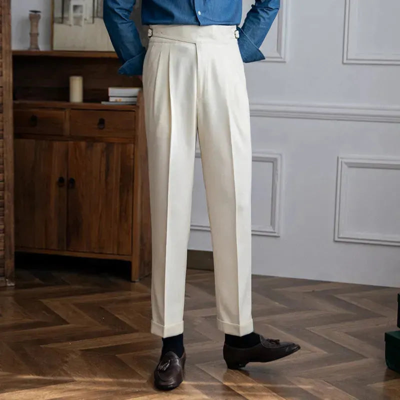 High Waist Straight leg British Business Office Work trouser for men - EX-STOCK CANADA