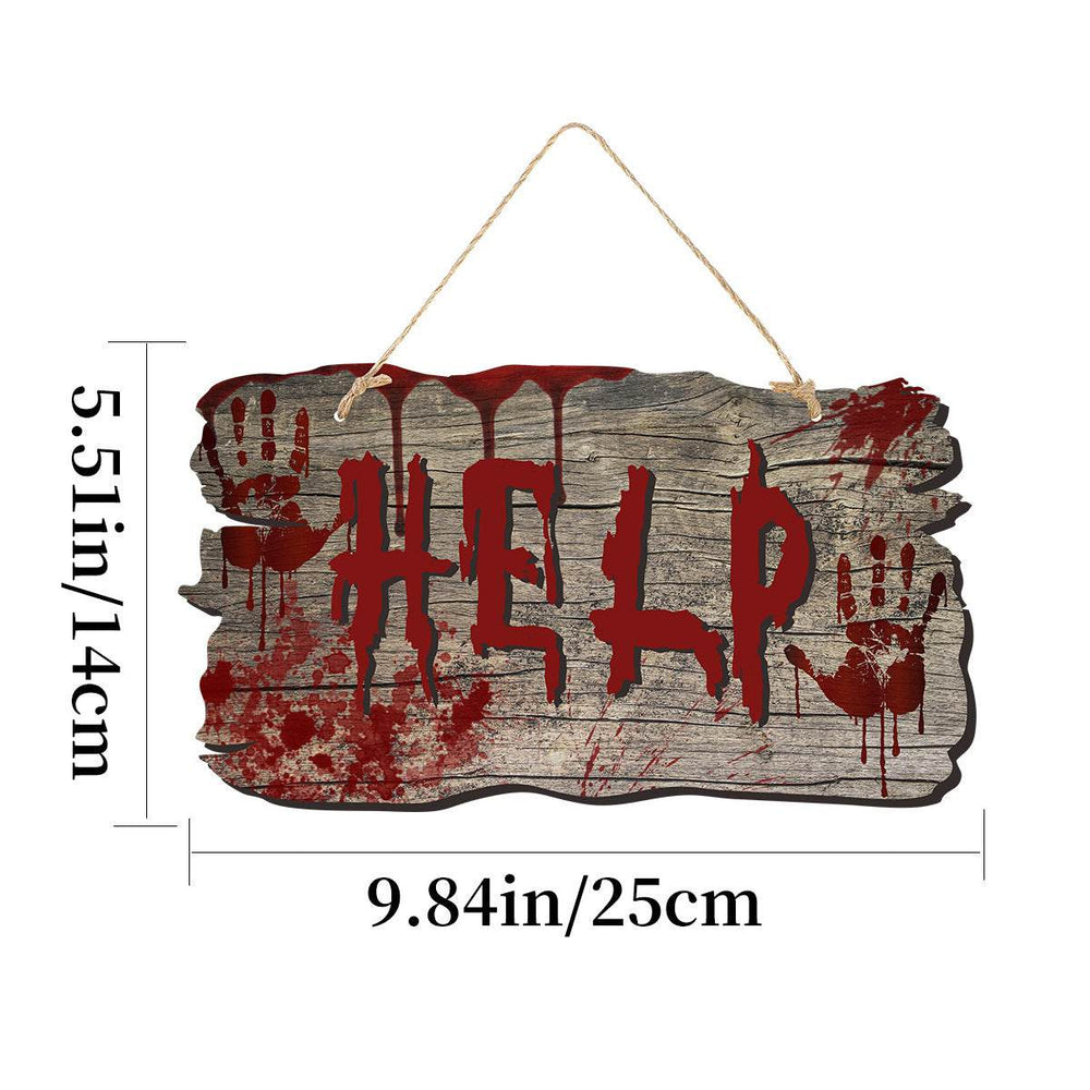 Imitation Wooden Doorplate Ghost Festival Haunted House Horror Atmosphere Decoration EX-STOCK