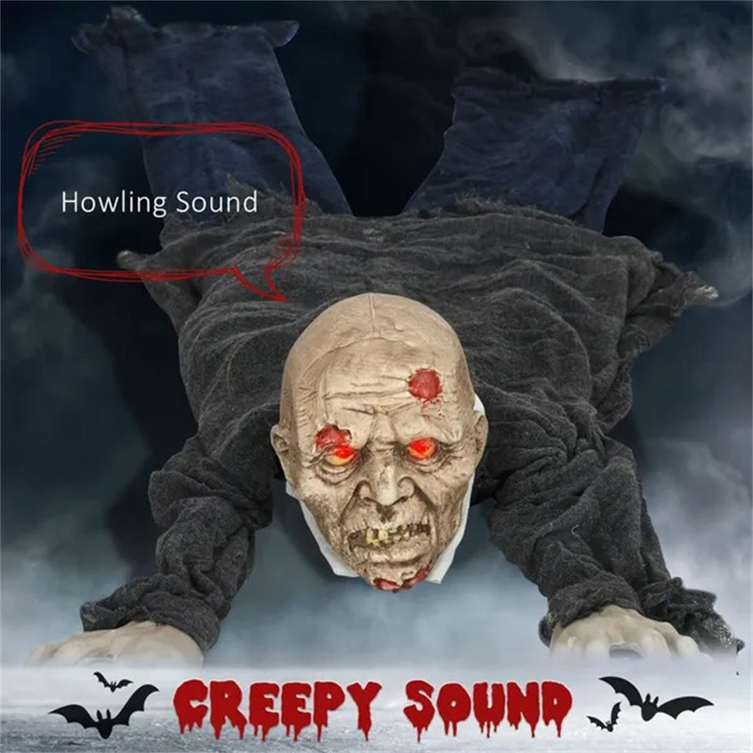 5.2ft Life Size Outdoor Halloween Decoration Crawling Zombie, Animated Prop Decor With Sound And Motion Activated, Light Up Eyes, Creepy Sound EX-STOCK Canada 