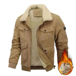Chaqueta de vellón de solapa de invierno con bolsillos calientes espesos de algodón ropa para hombres