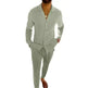 Casual Long-sleeved Suits Fashion Lapel Single-breasted Shirt Top And Slim-fit Trousers Men Clothing Two piece suit for Men - EX-STOCK CANADA