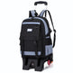 Black and gray rolling backpack on a white background
