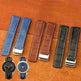 22mm 24mm Black Brown Blue Bamboo Grain Cowhide Watch Strap - EX-STOCK CANADA
