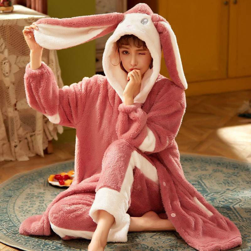 Sweet Fall Pajamas Flannel Nightgown Women - EX-STOCK Canada