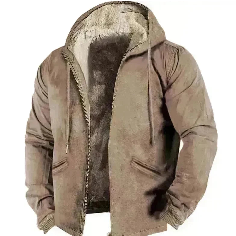 Winter Thick Fleece-lined Cotton-padded Coat Drawstring Jacket Cardigan for Men - EX-STOCK CANADA