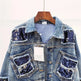 Heavy Industry Sequins Short Doll Sleeve Denim Jacket Women - EX-STOCK CANADA