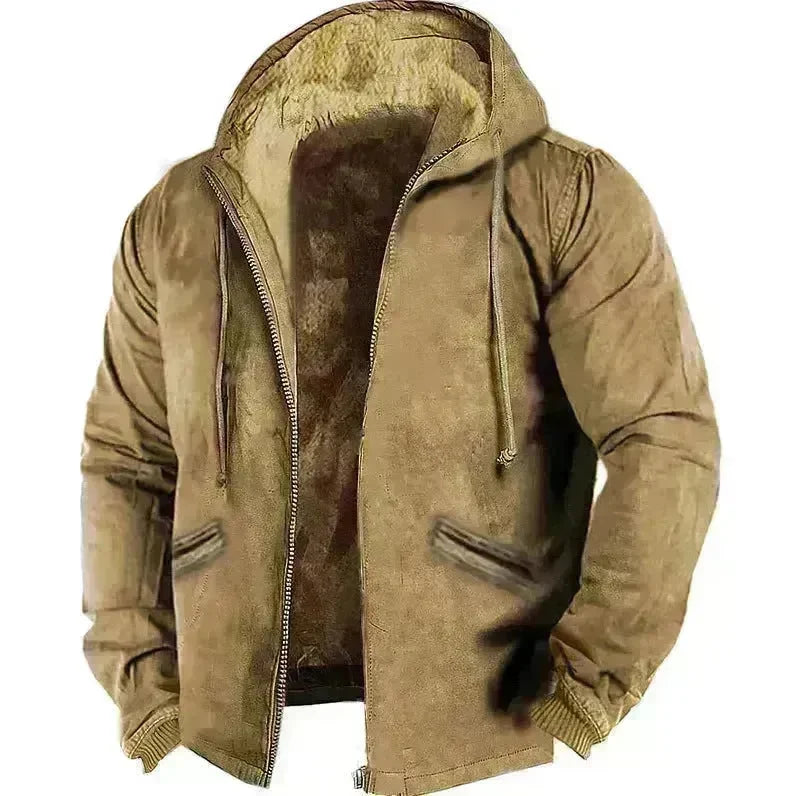 Winter Thick Fleece-lined Cotton-padded Coat Drawstring Jacket Cardigan for Men - EX-STOCK CANADA