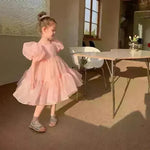 Girls Princess Mesh Puff Sleeve Dress Princess gown for kids - EX-STOCK CANADA