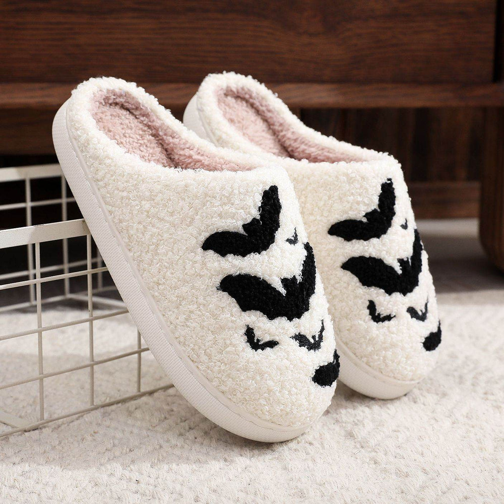 Funny Bat Slipper Halloween Pumpkin Flat Indoor House Shoes For Women Men Soft Plush Cozy Horror Fashion Halloween Gifts EX-STOCK