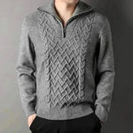 Men's Winter Fashion Half Zip Slim fit Knitted Woolen Pullover Sweater - EX-STOCK CANADA
