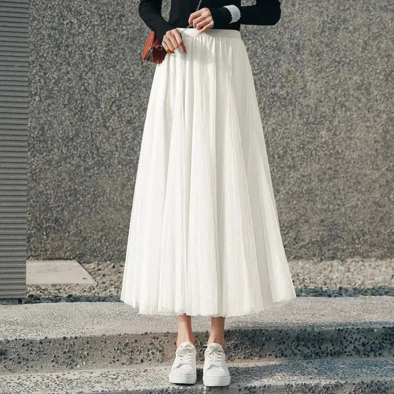 Pleated Mesh Midi Skirt – Women's Prairie Swing Skirt - EX-STOCK CANADA