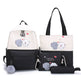 Set of bags with cartoon designs on a white background
