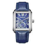 Square Quartz Leather Strap Alloy Watch Men