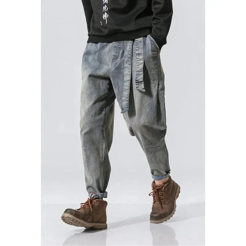 Retro Loose Denim Trousers Fashion Plus Size Men Jeans
