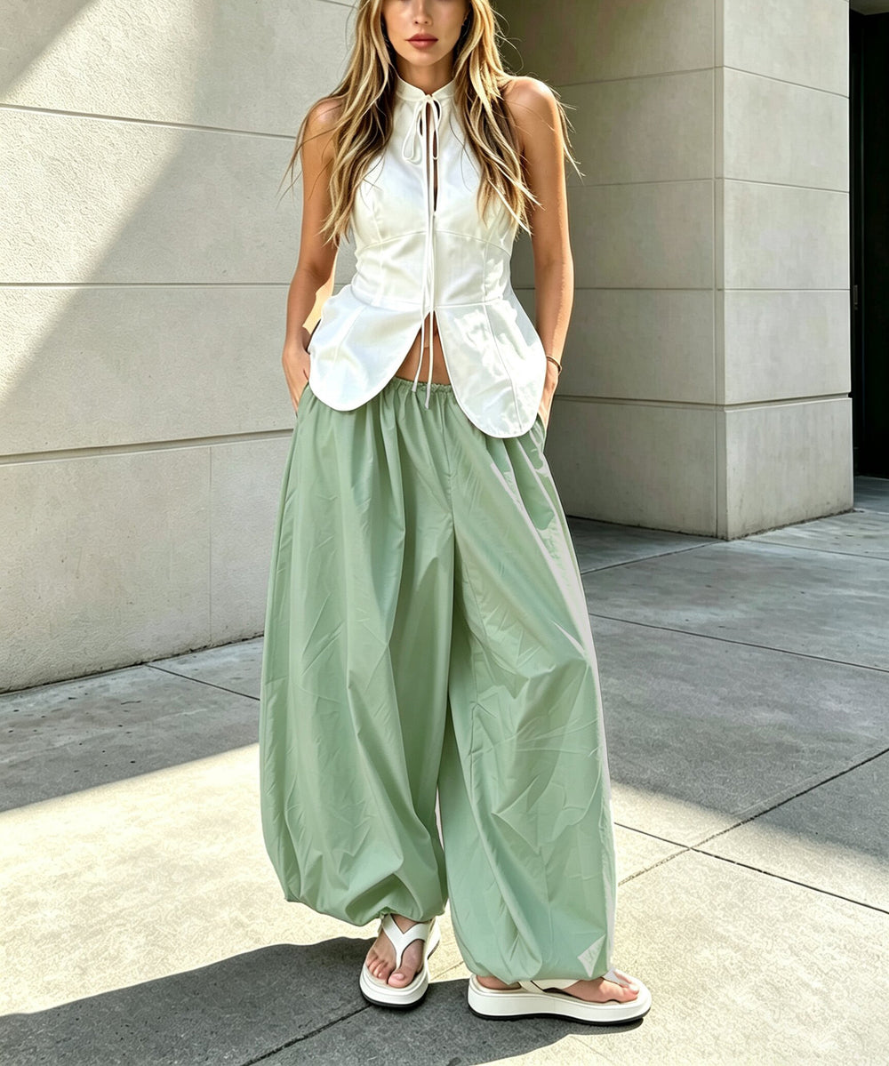 Women's Elastic-Waist Balloon Wide-Leg Pants — product view 9 of 13 | EX-STOCK