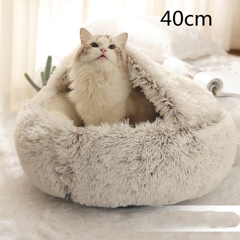 2 In 1 Dog And Cat Bed Pet Winter Bed Round Plush Warm Bed House Soft Long Plush Pets Bed Pet Products EX-STOCK Canada 