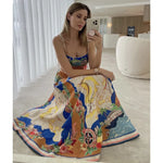 Elegant Ladies Spaghetti strap Vacation Resort Boho Floral Summer Maxi dress