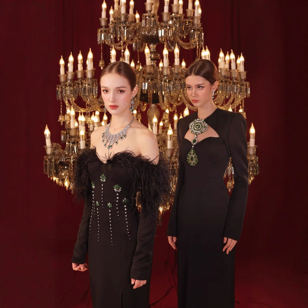 Temperament Long Sleeve Bandage Tight European And American Diamond Dinner Dress EX-STOCK Canada 