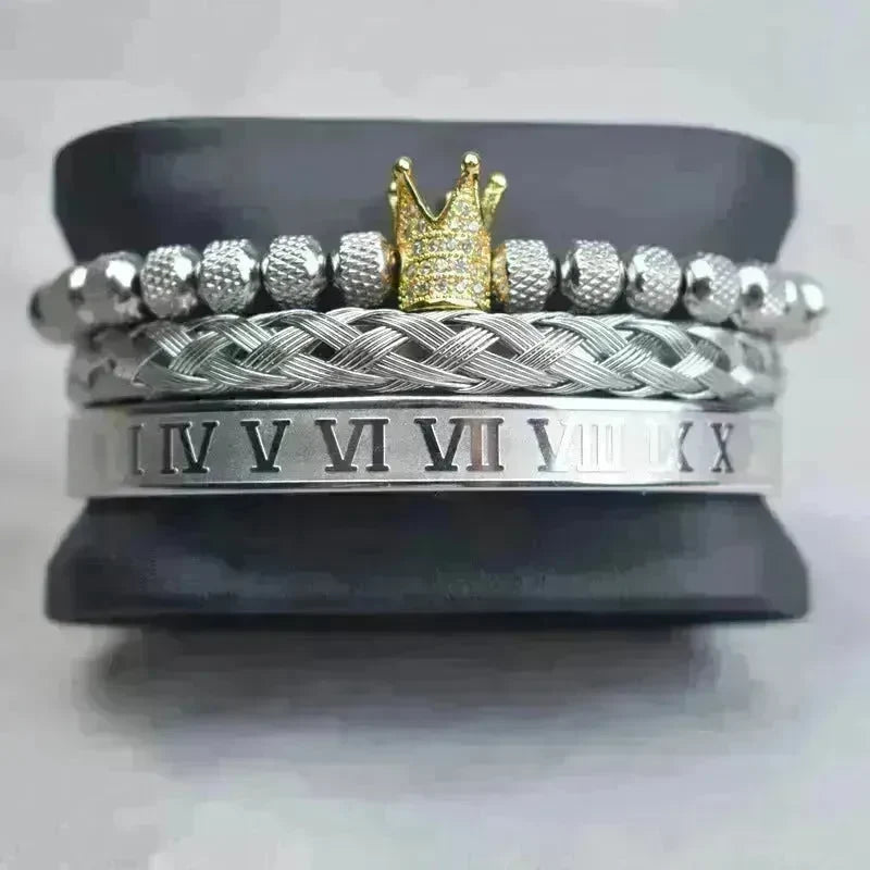 Crown Twist Woven Mesh With Diamond Digital Bracelet Set - EX-STOCK CANADA