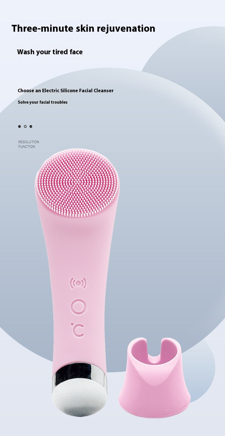 Cepillo de Limpieza Facial de Silicona Cepillo Facial Eléctrico Cepillo Facial Vibración Calefacción 
