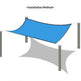 An installation diagram showing a blue canopy or shade net suspended between gray posts, with the text '<Installation Method>' above on a white background.
