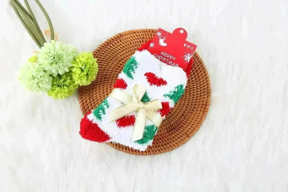 Winter Christmas Stockings Women's Thickened Bow Long Tube Fleece-lined - EX-STOCK CANADA